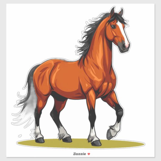Sticker 🐎 Œuvre d'art de l'étalon rustique pour les amour (Feuille)