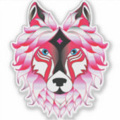 Sticker Oeuvre de tête de loup rose (Devant)
