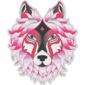 Sticker Oeuvre de tête de loup rose (Devant)