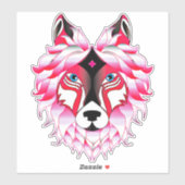 Sticker Oeuvre de tête de loup rose (Feuille)