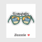 Sticker Oeuvre rétro de Clearwater Beach des deux côtés (Feuille)