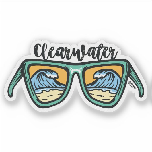 Sticker Oeuvre rétro de Clearwater Beach des deux côtés (Devant)