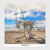 Sticker Oeuvres d'art sur Hokitika Beach, Nouvelle-Zélande (Feuille)