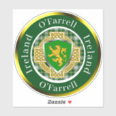 Sticker O'Farrell Irish Shield/Celtic Cross Personnalisé (Feuille)