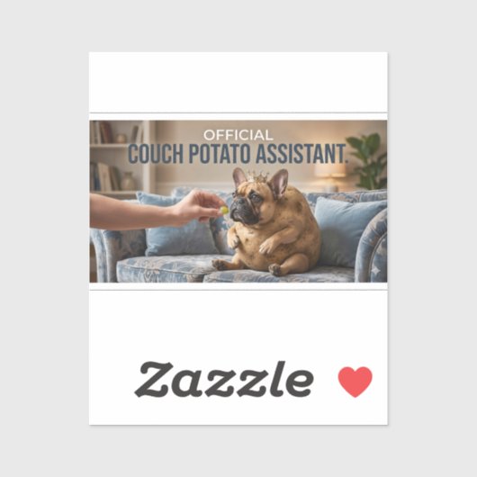 Sticker Official Couch Potato French Bulldog Cute Funny Do (Feuille)