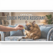 Sticker Official Couch Potato French Bulldog Cute Funny Do (Recto)