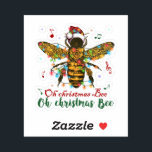 Sticker Oh Christmas Bee Oh Christmas Bee Light<br><div class="desc">Oh Christmas Bee Oh Christmas Bee Light. Belle,  Belle pour Abeille à Noël! ! Cadeau pour l'idée en Noël pour les amoureux des abeilles !</div>
