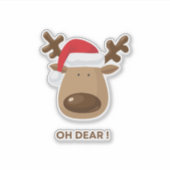 Sticker Oh Dear Funny Reindeer Christmas for Nature Lovers (Devant)