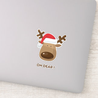 Sticker Oh Dear Funny Reindeer Christmas for Nature Lovers