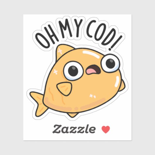 Sticker Oh My Cod Funny Fish Pun (Feuille)