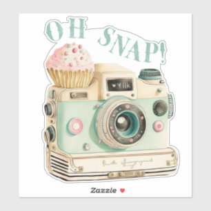 Sticker Oh Snap   Caméra Vintage Pastel