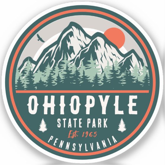 Sticker Ohiopyle State Park Penn Retro Sunset Badge (Recto)