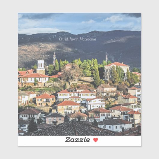 Sticker Ohrid, Macédoine du Nord photo pittoresque, (Feuille)