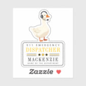 Sticker Oie de répartiteur 911 personnalisée avec casque (Feuille)