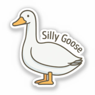 Sticker Oie Drôle Dessin Animé Oie Rigolote