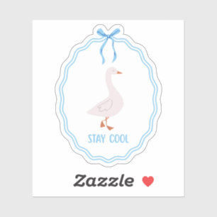 Sticker Oie Mignonne 'Stay Cool' avec Cadre à Ruban