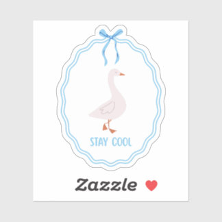 Sticker Oie Mignonne 'Stay Cool' avec Cadre à Ruban