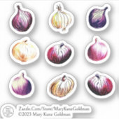 Sticker Oignons Whimiques Légumes d'aquarelle à main (Devant)