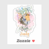 Sticker Oiseau coloré mignon (Feuille)