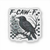 Sticker Oiseau corbeau rétro classique F-Caw-F (Devant)