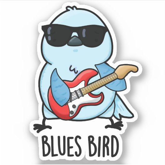 Sticker Oiseau de blues drôle Bluebird Pun (Devant)