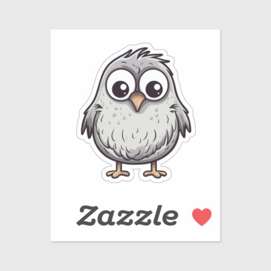 Sticker Oiseau de caricature (Feuille)