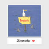 Sticker Oiseau de mer amusant entouré de dessins animés de (Feuille)