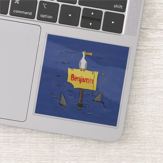 Sticker Oiseau de mer amusant entouré de dessins animés de (Détail)