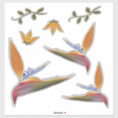 Sticker Oiseau de paradis tropical vibrant à la main (Feuille)