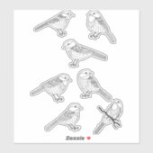 Sticker Oiseau de poulet mignon Nature noire et blanche (Feuille)