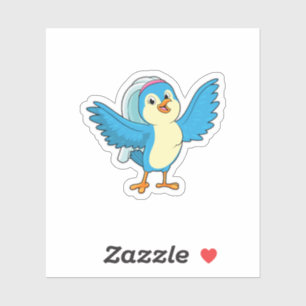 Sticker Oiseau en mariée avec Voile