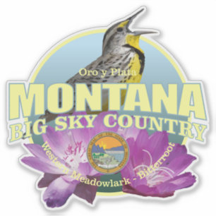 Sticker Oiseau et fleur d'état du Montana