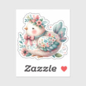 Sticker Oiseau folklorique floral au charme Pastel Boho (Feuille)