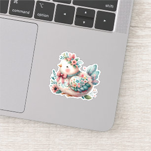 Sticker Oiseau folklorique floral au charme Pastel Boho