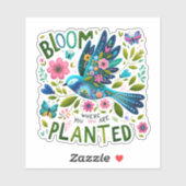 Sticker Oiseau Folle Fleur d'Art Où Planté Inspirationnel (Feuille)