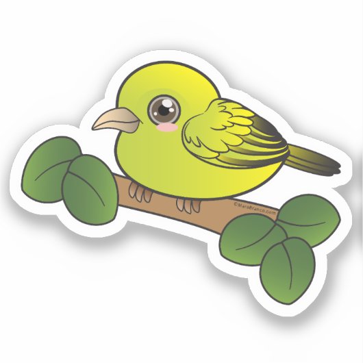 Sticker Oiseau forestier d'Anianiau Hawaii (Recto)