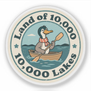 Sticker Oiseau Loon Retro du Minnesota avec Écharpe et Pag