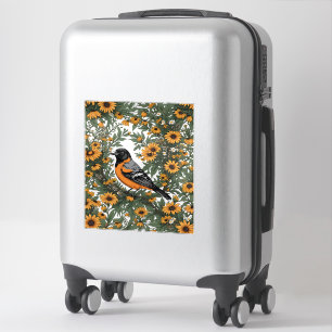 Sticker Oiseau Oriole de Baltimore et fleurs de Susan aux