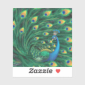 Sticker Oiseau Paon Bleu (Feuille)