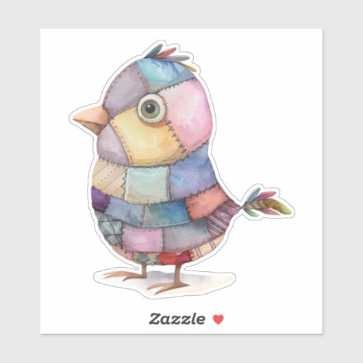 Sticker Oiseau Patchwork (Feuille)