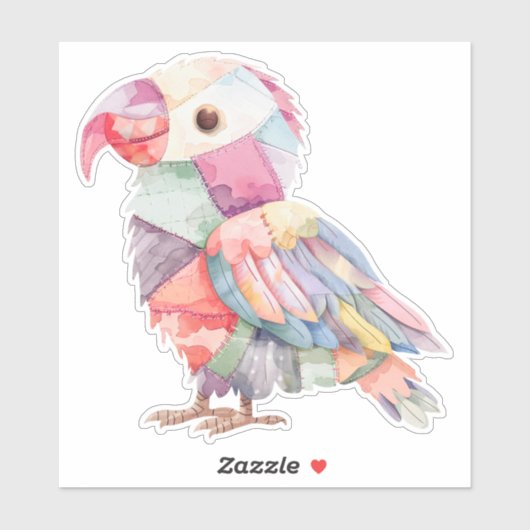 Sticker Oiseau Patchwork (Feuille)