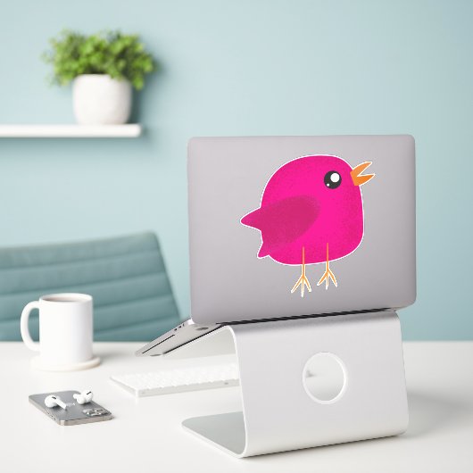 Sticker Oiseau rose (Ordinateur portable sur le bureau)