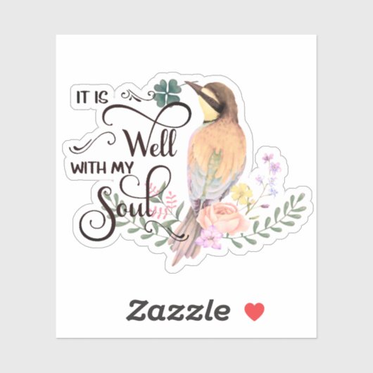 Sticker Oiseau rose (Feuille)