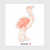 Sticker Oiseau rose mignon Artiste Baby Ostrich (Feuille)