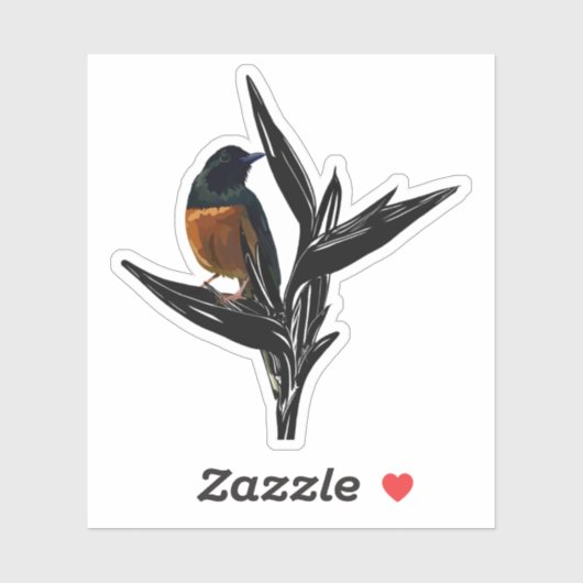 Sticker Oiseau Shama Rumpé Blanc (Feuille)