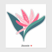 Sticker Oiseau tropical du paradis illustration de fleur r (Feuille)