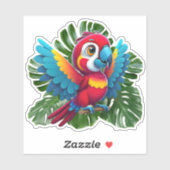 Sticker Oiseau tropical du perroquet de Macaw, 🦜 feuillag (Feuille)