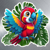 Sticker Oiseau tropical du perroquet de Macaw, 🦜 feuillag