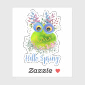 Sticker Oiseau Whimsical mignon Bonjour Printemps (Feuille)
