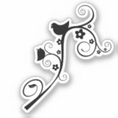 Sticker oiseaux-animaux-tourbillons-fleurs (Recto)